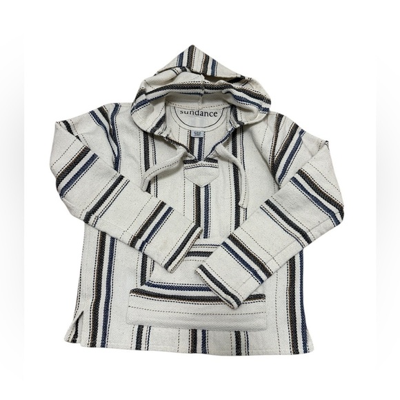 SUNDANCE Womens Baja Hoodie Stripe Pullover Size M Beach Coastal Vacation Resort - Picture 1 of 9
